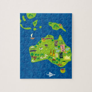 Cartoon Map of Australia and Oceania Puzzle Legpuzzel