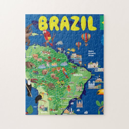 Cartoon Map of Brazilië Legpuzzel (Verticaal)
