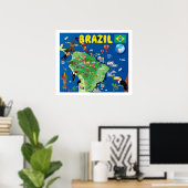 Cartoon Map of Brazilië Poster (Thuiskantoor)