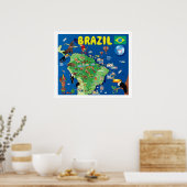 Cartoon Map of Brazilië Poster (Keuken)