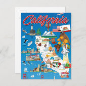 Cartoon Map of California Briefkaart (Voorkant / Achterkant)