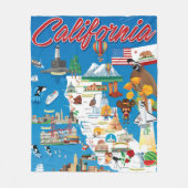 Cartoon Map of California Fleece Deken (Voorkant)