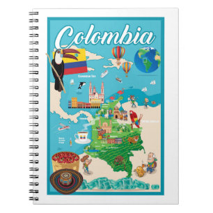 Cartoon Map of Colombia Notitieboek