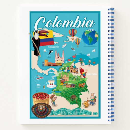 Cartoon Map of Colombia Notitieboek (Achterkant)