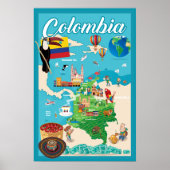 Cartoon Map of Colombia Poster (Voorkant)