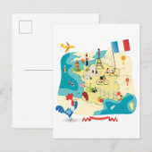 Cartoon Map of France Briefkaart (Voorkant / Achterkant)