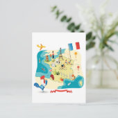 Cartoon Map of France Briefkaart (Staand voorkant)