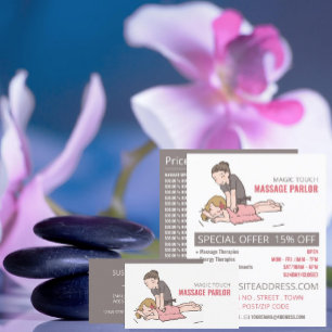 Cartoon Massage, massagetherapie, massageparlor Flyer