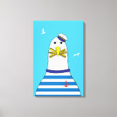 Cartoon meeuw heeft je chips gestolen Funny Seasid Canvas Afdruk (Voorkant)
