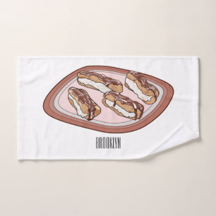 Cartoon met chocolade eclair bad handdoek