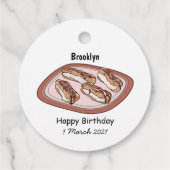 Cartoon met chocolade eclair bedankjes labels (Achterkant)