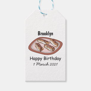 Cartoon met chocolade eclair cadeaulabel