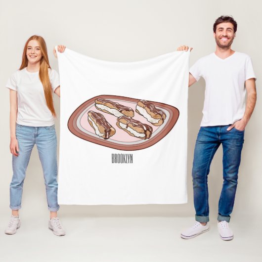 Cartoon met chocolade eclair fleece deken (In situ)