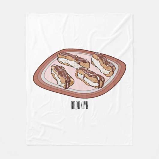 Cartoon met chocolade eclair fleece deken (Voorkant)