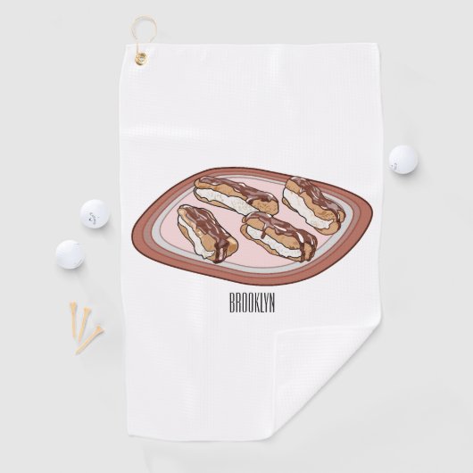 Cartoon met chocolade eclair golfhanddoek (Insitu)