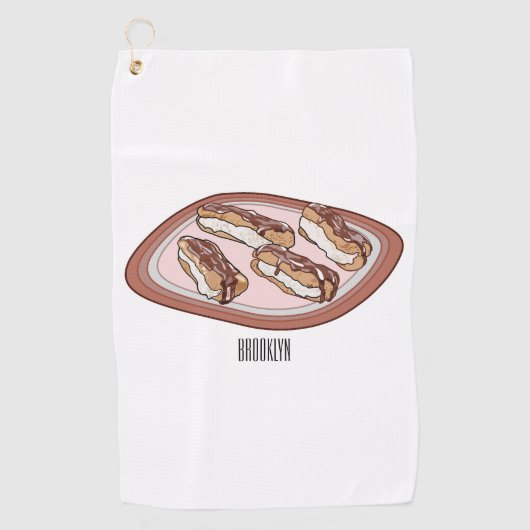 Cartoon met chocolade eclair golfhanddoek (Voorkant)