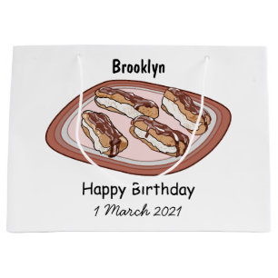 Cartoon met chocolade eclair groot cadeauzakje