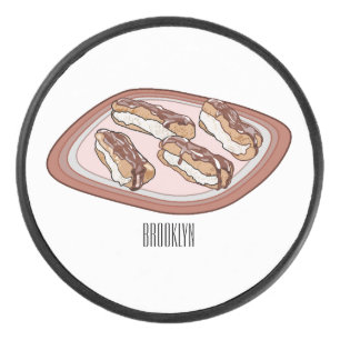 Cartoon met chocolade eclair hockey puck
