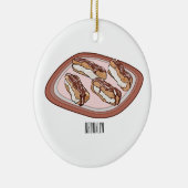 Cartoon met chocolade eclair keramisch ornament (Rechts)