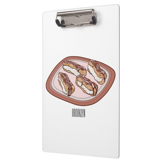 Cartoon met chocolade eclair klembord (Links)