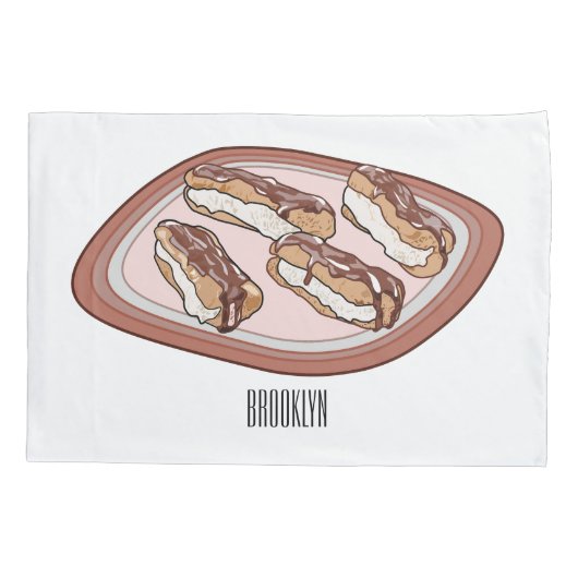 Cartoon met chocolade eclair kussensloop (Achterkant)