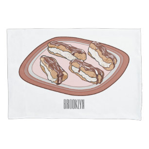 Cartoon met chocolade eclair kussensloop