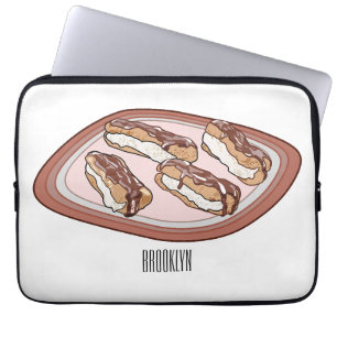 Cartoon met chocolade eclair laptop sleeve