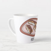 Cartoon met chocolade eclair latte mok (Linkerhoek)