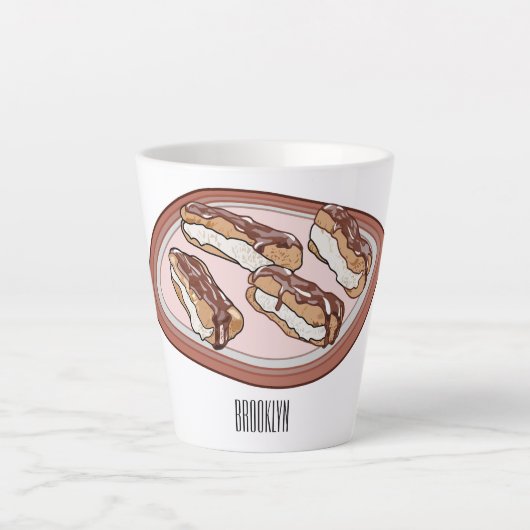 Cartoon met chocolade eclair latte mok (Voorkant)