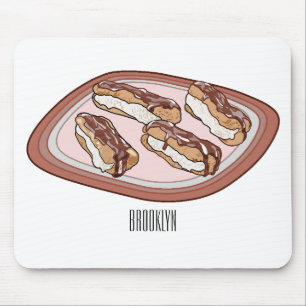 Cartoon met chocolade eclair muismat