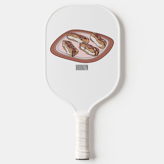 Cartoon met chocolade eclair pickleball paddle (Voorkant)