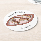 Cartoon met chocolade eclair ronde kartonnen onderzetter (Gebogen)