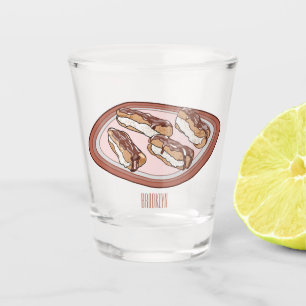 Cartoon met chocolade eclair shot glas