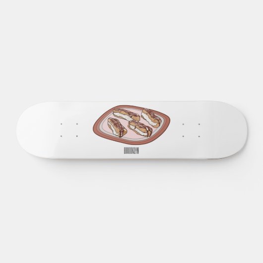 Cartoon met chocolade eclair skateboard (Horizontaal)