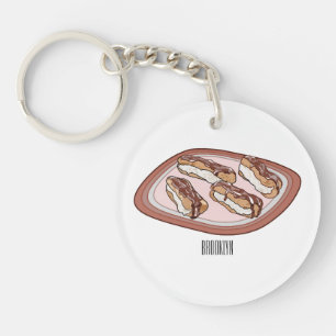Cartoon met chocolade eclair sleutelhanger