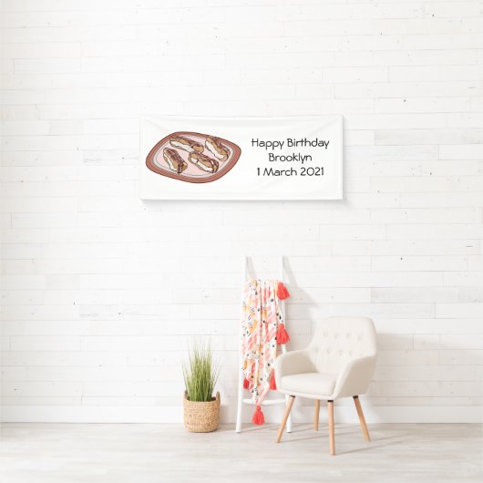 Cartoon met chocolade eclair spandoek (Insitu)