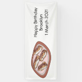 Cartoon met chocolade eclair spandoek (Verticaal)