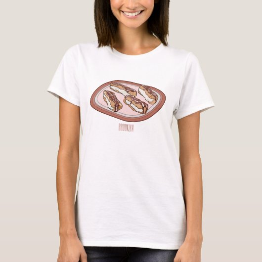 Cartoon met chocolade eclair t-shirt (Voorkant)