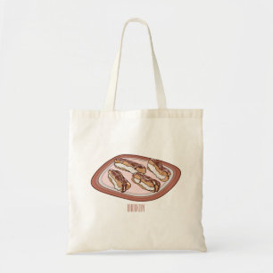 Cartoon met chocolade eclair tote bag