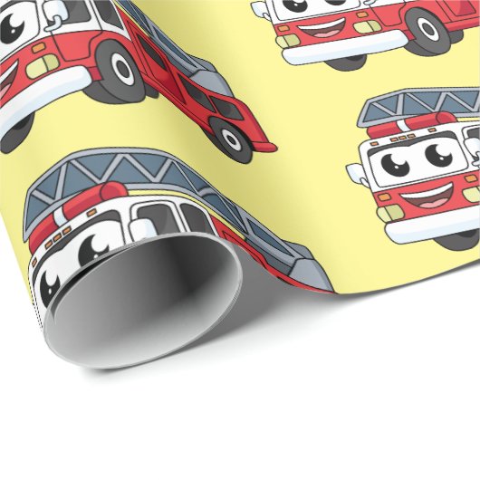 Cartoon met een brandblusmotor cadeaupapier (Rol Hoek)