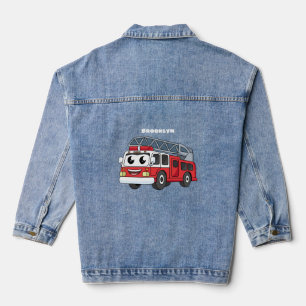 Cartoon met een brandblusmotor denim jacket