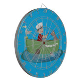 Cartoon met een staartjongen en een hondenroeiboot dartbord (Voorkant Links)