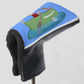 Cartoon met een staartjongen en een hondenroeiboot golfheadcover (3/4 voorkant)