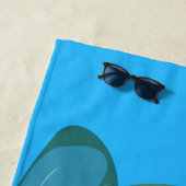 Cartoon met een staartjongen en een hondenroeiboot strandlaken (In situ)