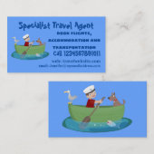Cartoon met een staartjongen en een hondenroeiboot visitekaartje (Voorkant / Achterkant)