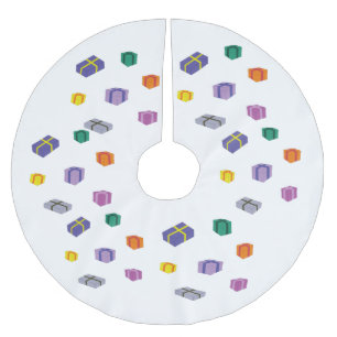 Cartoon met gekleurde cadeaudozen kerstboom rok
