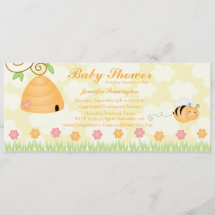 Cartoon met hommel voor baby shower van suikerbiet kaart