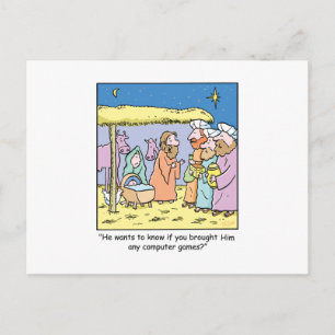 Cartoon met kerstmis, drie-weidescomputerspellen feestdagenkaart