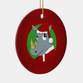 Cartoon met kerstrinoceros keramisch ornament (Rechts)