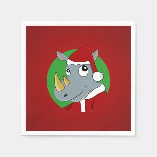 Cartoon met kerstrinoceros servetten (Voorkant)
